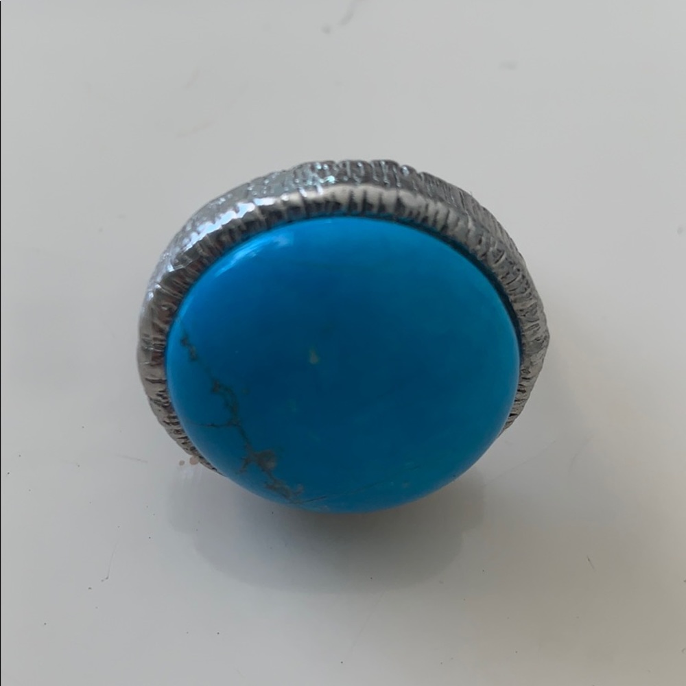 Turquoise Silver Adjustable Ring ** - image 2